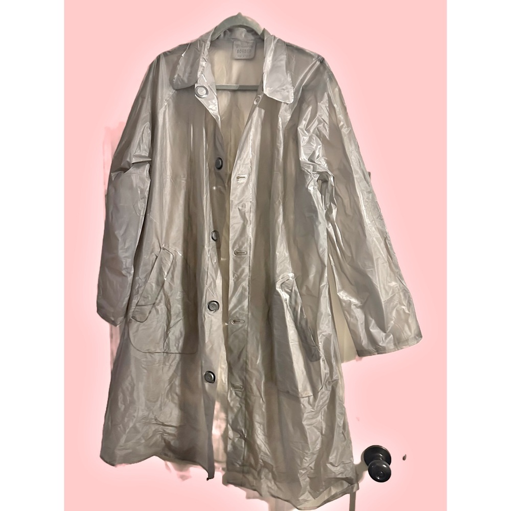 Vintage rain coat grey plastic lining only size M
